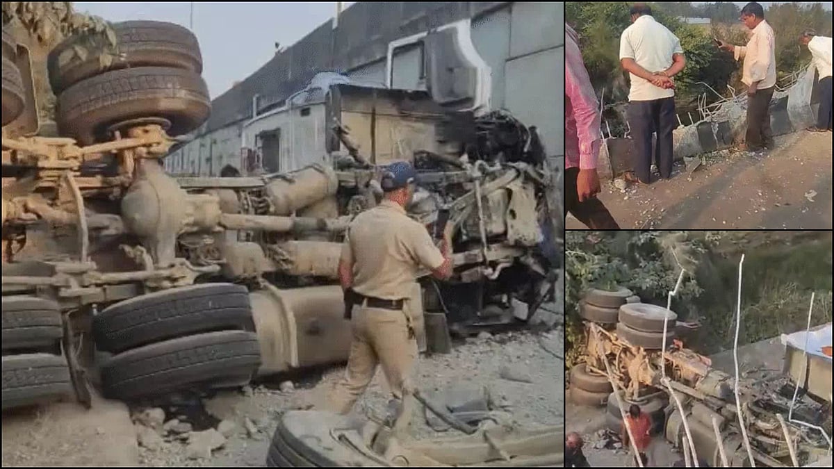 Bhopal Road Accident: Trailer Falls 20 Feet Off Airport Road Bridge, Driver Seriously Injured
