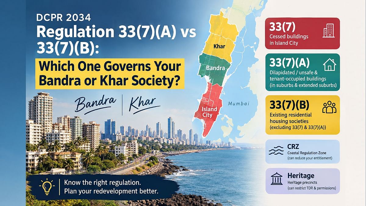 DCPR 2034 Regulation 33(7)(A) vs 33(7)(B): Which One Governs Your Bandra or Khar Society