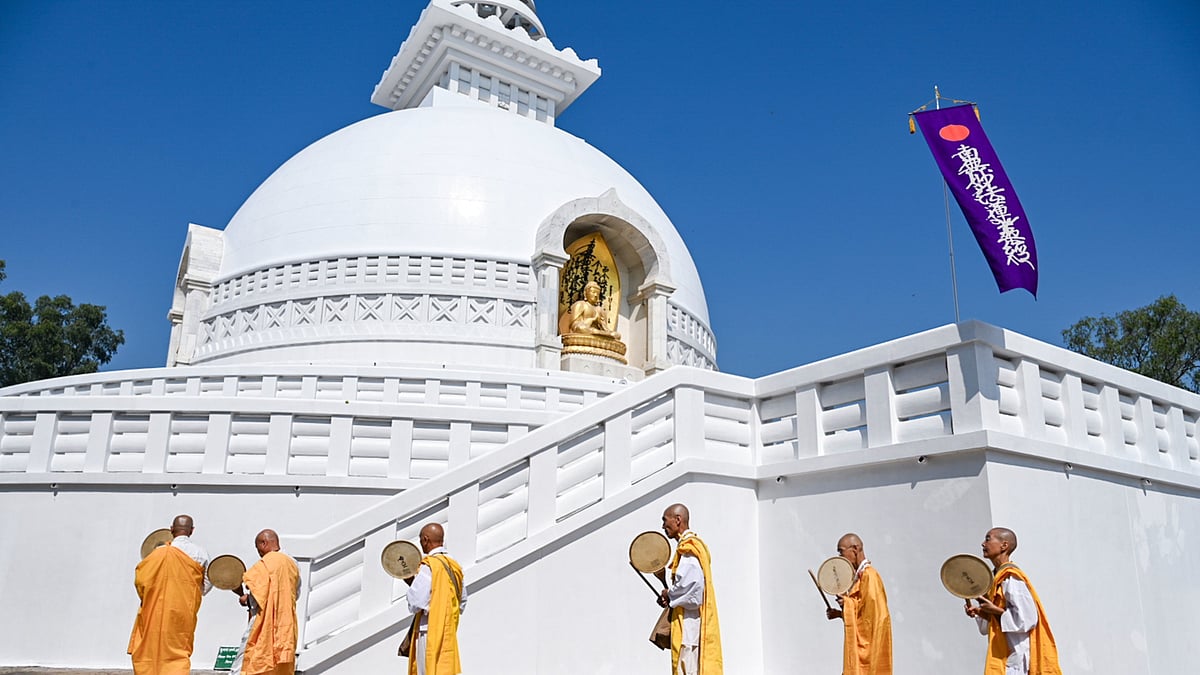 Rajgir’s Vishwa Shanti Stupa Marks 57th Anniversary With Japanese Monks, International Delegation