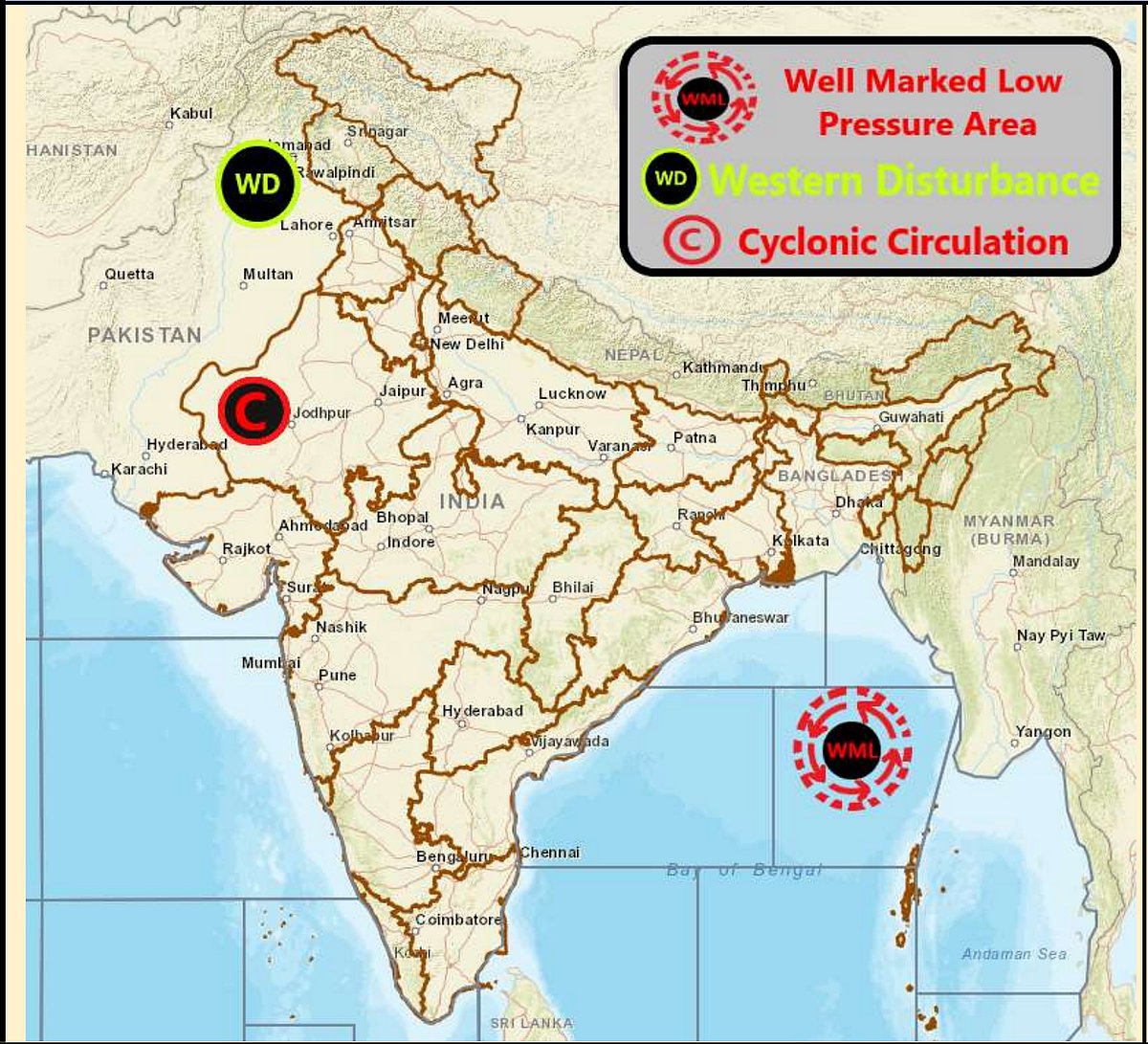 Weather systems affecting Madhya Pradesh at present