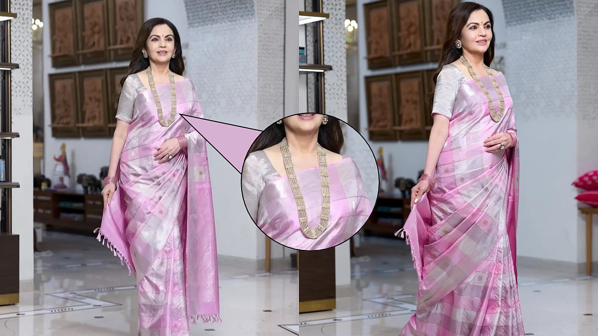 Inside Nita Ambani’s Exquisite Pearl Haar With Polki Diamonds And Kanjivaram Saree Handwoven Over 4 Months