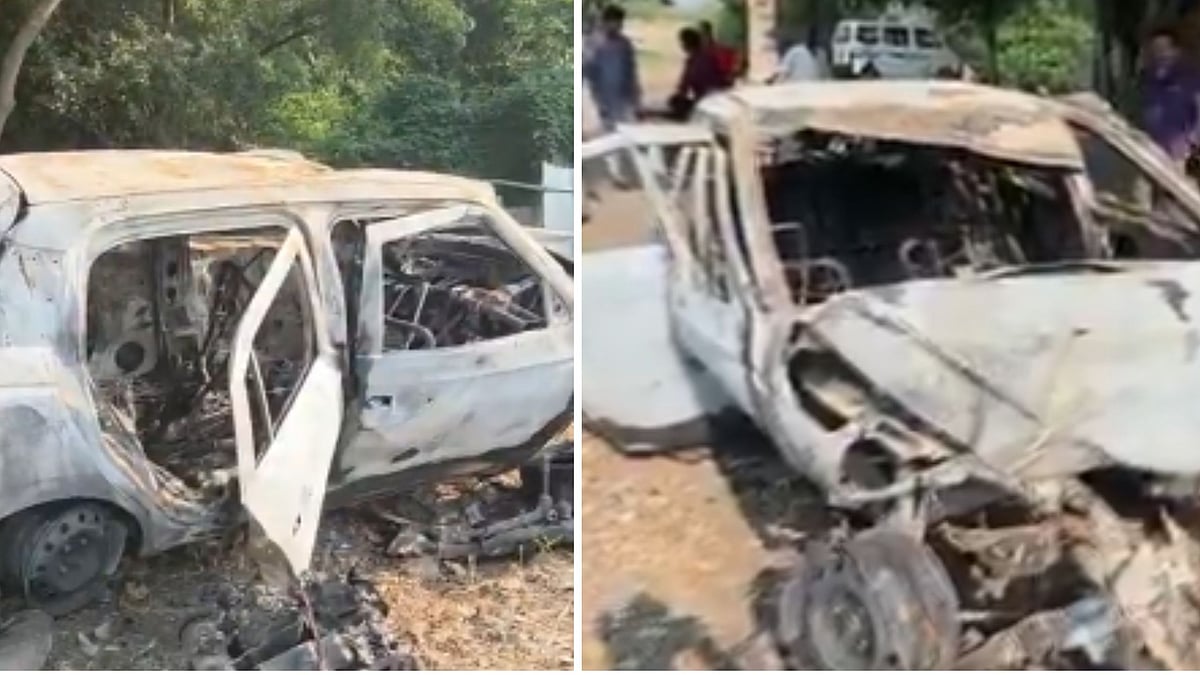 Four Charred To Death, One Injured After Car Falls Into Culvert & Explodes In MP's Dhar | VIDEO