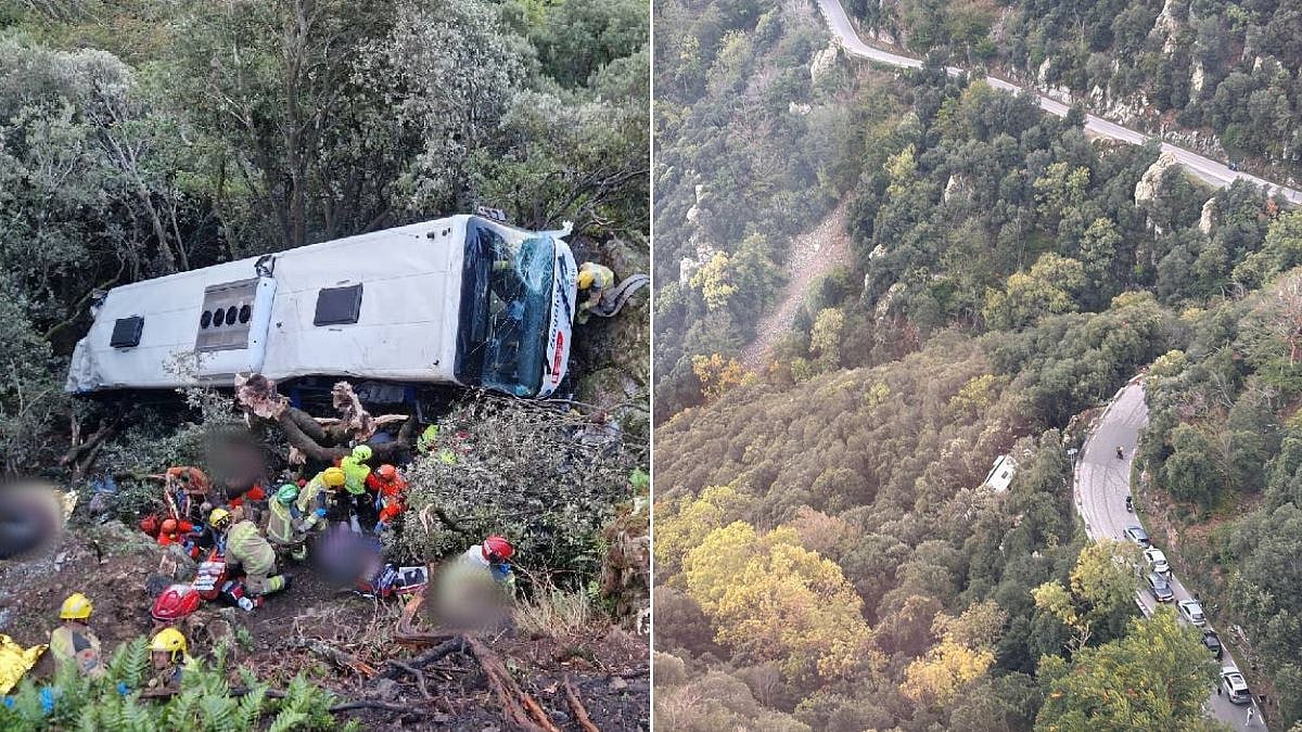 Spain Bus Crash Near Barcelona Injures 83 People As Bus Plunges Down 20-Metre Embankment; Rescue Operation Underway | Video