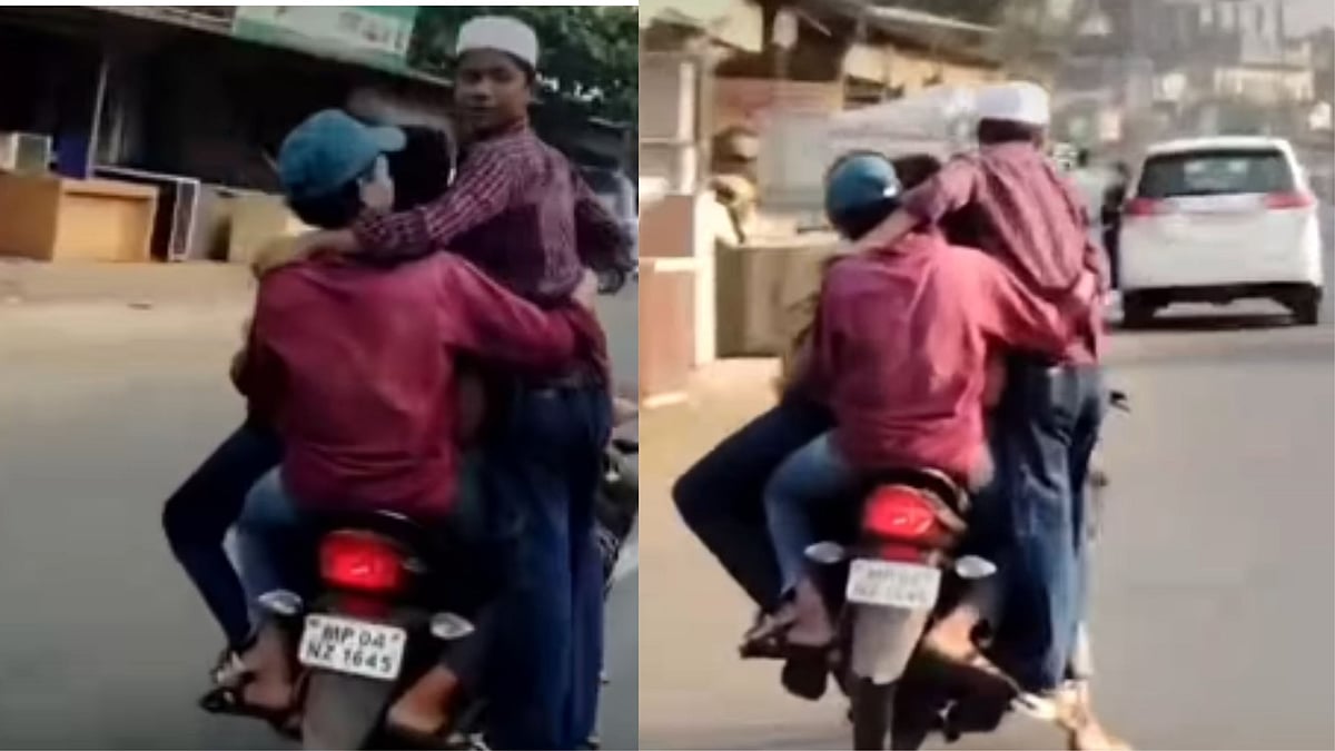 Bhopal Youths Flout Traffic Rules As Five Ride Single Motorcycle, Perform Dangerous Stunt | VIDEO