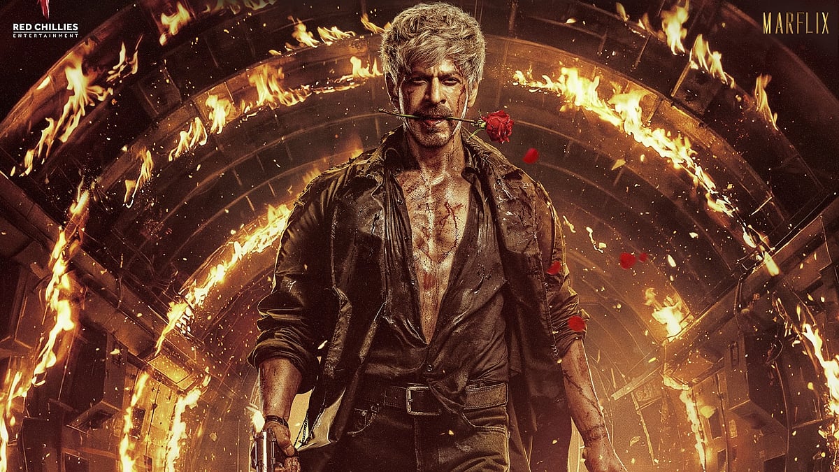 'Qaatil Nahi, Aashiq Hoon': Shah Rukh Khan Turns Fierce Lover With Bloodied Look, Rose Between His Lips And Flames In Background