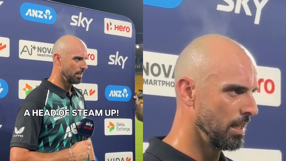 'Hot Head': Steam Blows Off Daryl Mitchell's Bald Head In Post-Match Interview After 89-Run Knock Against India; VIDEO