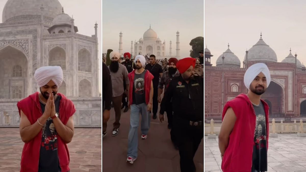 Diljit Dosanjh Visits Taj Mahal In Agra Ahead Of Delhi Concert Amid Fresh Threats; VIDEO Shows Him Under Heavy Police Security