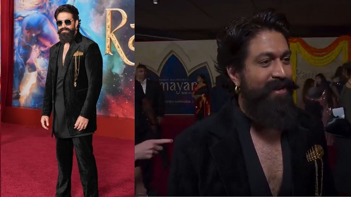 Yash Channels His On-Screen Ravana Avatar With A Striking Gold Brooch Featuring 10-Headed Ravana At Ramayana Part 1 LA Premiere