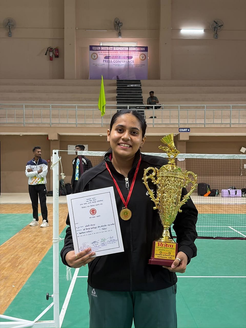 Shuttle star: Dhimahi Chouhan celebrates a state crown with DAVV before turning focus to the West Zone challenge.