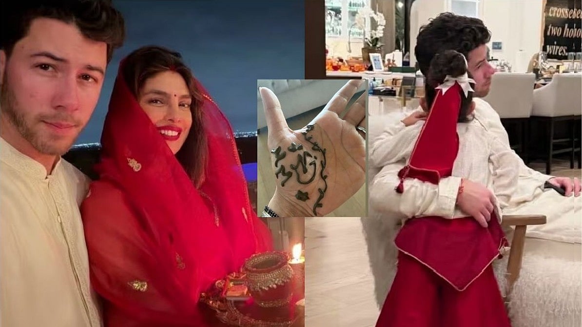 Priyanka Chopra Celebrates Karwa Chauth With Nick Jonas And Malti, Stuns In Traditional Red Suit And DIY Mehendi 