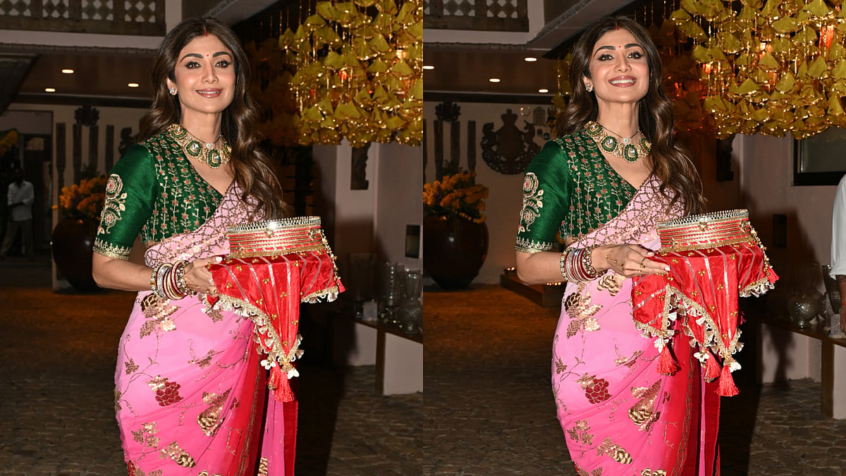 Shilpa Shetty Ditches Red For Ombre Pink Saree At Karwa Chauth 2026, Her Minimal Modern Mehendi Steals The Show