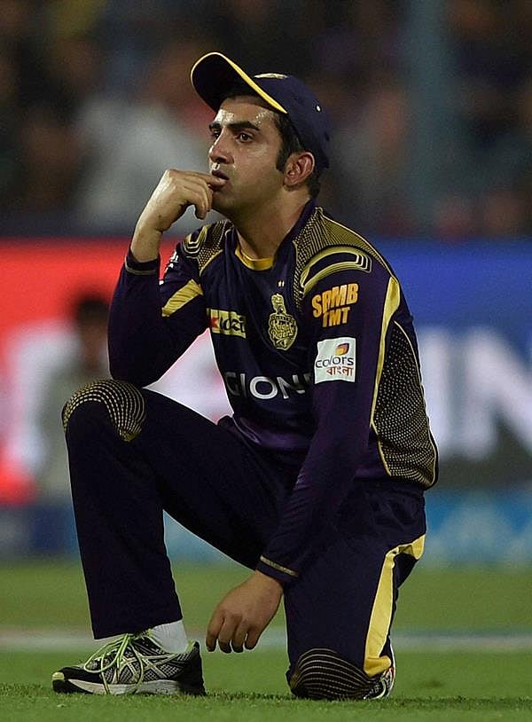 Kolkata: KKR captain Gautam Gambhir reacts during an IPL match against RCB at Eden Garden in Kolkata on Monday. PTI Photo by Swapan Mahapatra(PTI5_16_2016_000325B)