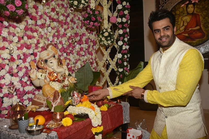 On the occasion of Ganesh Chaturthi Govinda performs puja. Photo by Viral Bhayani