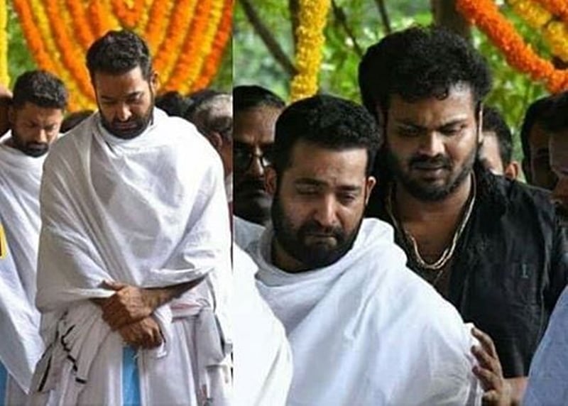 These pictures of teary-eyed Jr NTR from father Nandamuri Harikrishna’s funeral will leave you heart-broken