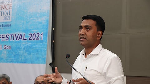Chief Minister Pramod Sawant speaking at the Curtain Raiser for India International Science Festival (IISF) 2021 in Goa on Tuesday, November 16, 2021