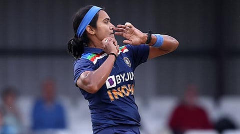 Shikha Pandey recorded her best performance of the season taking 4 wickets for 8 runs in 8 overs. 