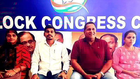 Congress block president of Quepem Avdhoot&nbsp;Amonkar at a press conference.&nbsp;