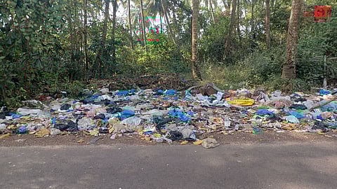 The garbage-laden Siridao-Bambolim interior road.   
