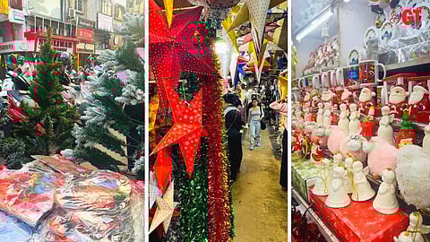 Christmas decor in Panjim market.
