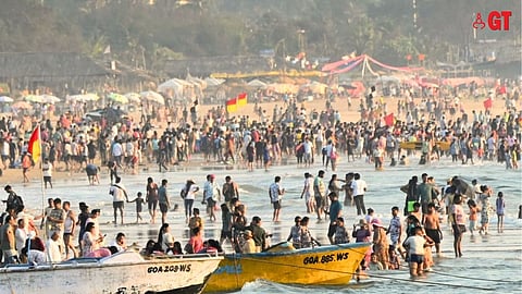 Tourists flock to Goa's beaches during New Year.