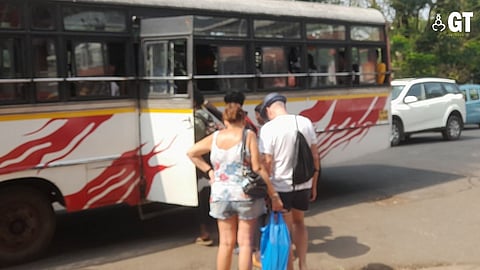 Tourists utilising the public transport in Goa.  