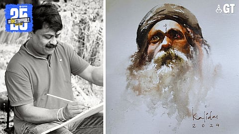 Kalidas Saterdekar has mastered watercolours. 