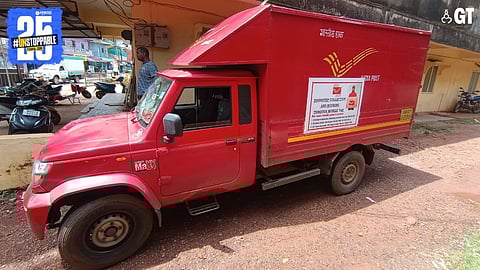 The mobile van visits tourist hotspots in North Goa to collect parcels.
