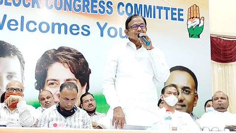P Chidambaram Speaking at a Congress party meeting in Mandrem
