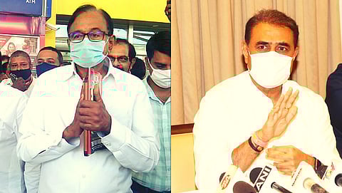 Senior Congress Leader P Chidambaram (L) and NCP leader Praful Patel (R) 