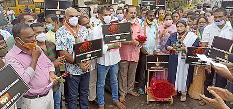 Goa Congress workers take out Sadbuddhi Yarta to protest against Cheif Minister Pramod Sawant's statement protest over Benaulim gang rape incident.