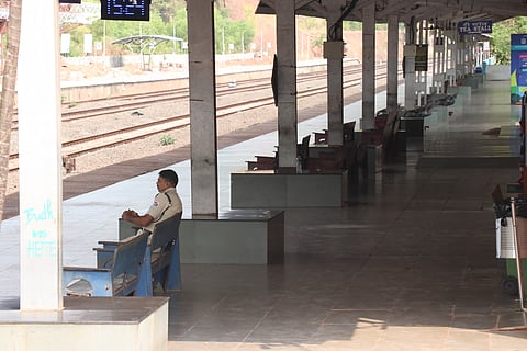 An empty railway station during the initial days of lockdown. Pic: Atish Naik 