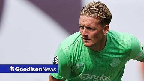 Jordan Pickford playing for Everton