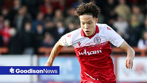 Isaac Heath 30 Accrington Stanley controls the ball during the EFL Sky Bet League Two match between Accrington Stanley and Newport County at Wham Stadium in Accrington, England on October 11th 2025
