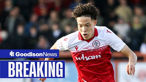 Isaac Heath in action for Accrington Stanley during a League Two match.
