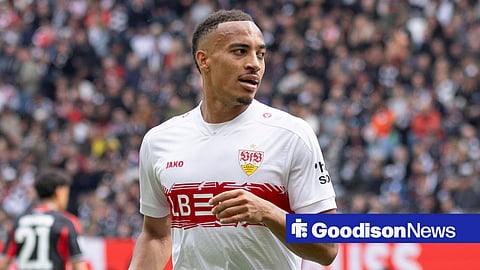 Jamie Leweling in action for Stuttgart