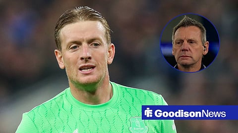 Everton star Jordan Pickford in action and Stuart Pearce in inset.