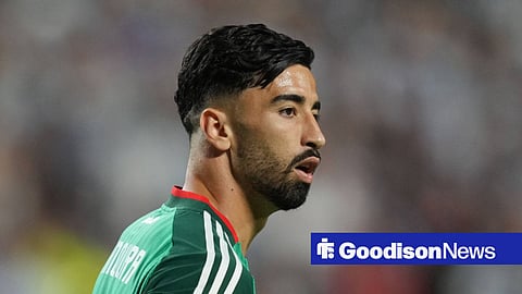 Everton target Mohamed Amoura in action for Algeria.