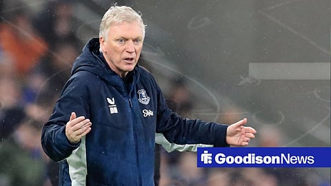 David Moyes looking on from the touchline at Everton