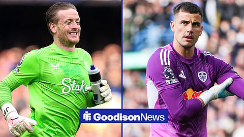 Everton's Jordan Pickford and Leeds United's Karl Darlow