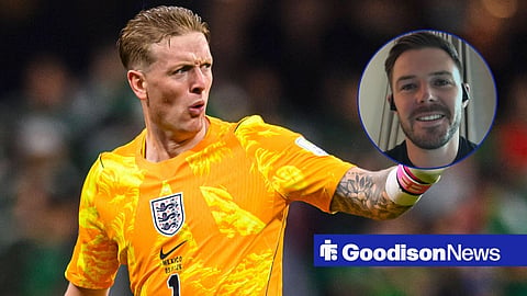 Jordan Pickford playing for England and Jack Butland speaking on talkSPORT