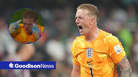 Everton goalkeeper Jordan Pickford in action for England
