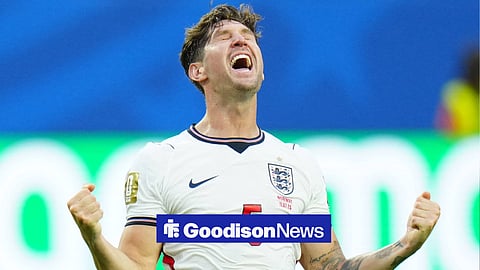 John Stones celebrating for England