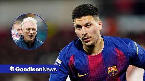 Roony Bardghji in action for Barcelona and Everton boss David Moyes in inset