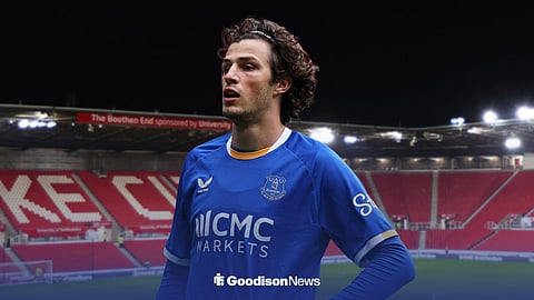 Merlin Rohl playing for Everton at Stoke City