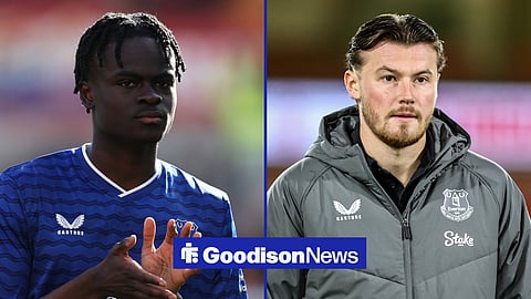 Everton winger Tyrique George and defender Nathan Patterson in a side-by-side image