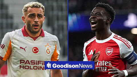 Baris Asper Yilmaz in action for Galatasaray with Bukayo Saka captaining Arsenal