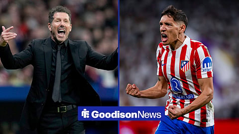 Diego Simeone at Atletico Madrid with Nahuel Molina celebrating