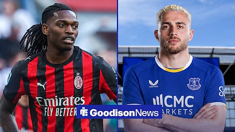 Rafael Leao and Baris Alper Yilmaz in an Everton shirt