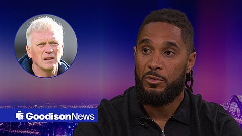 Ashley Williams speaking on Match of the Day, and Everton manager David Moyes in a circular inset