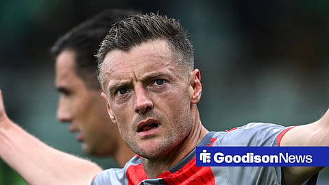 Jamie Vardy celebrating while playing for Cremonese